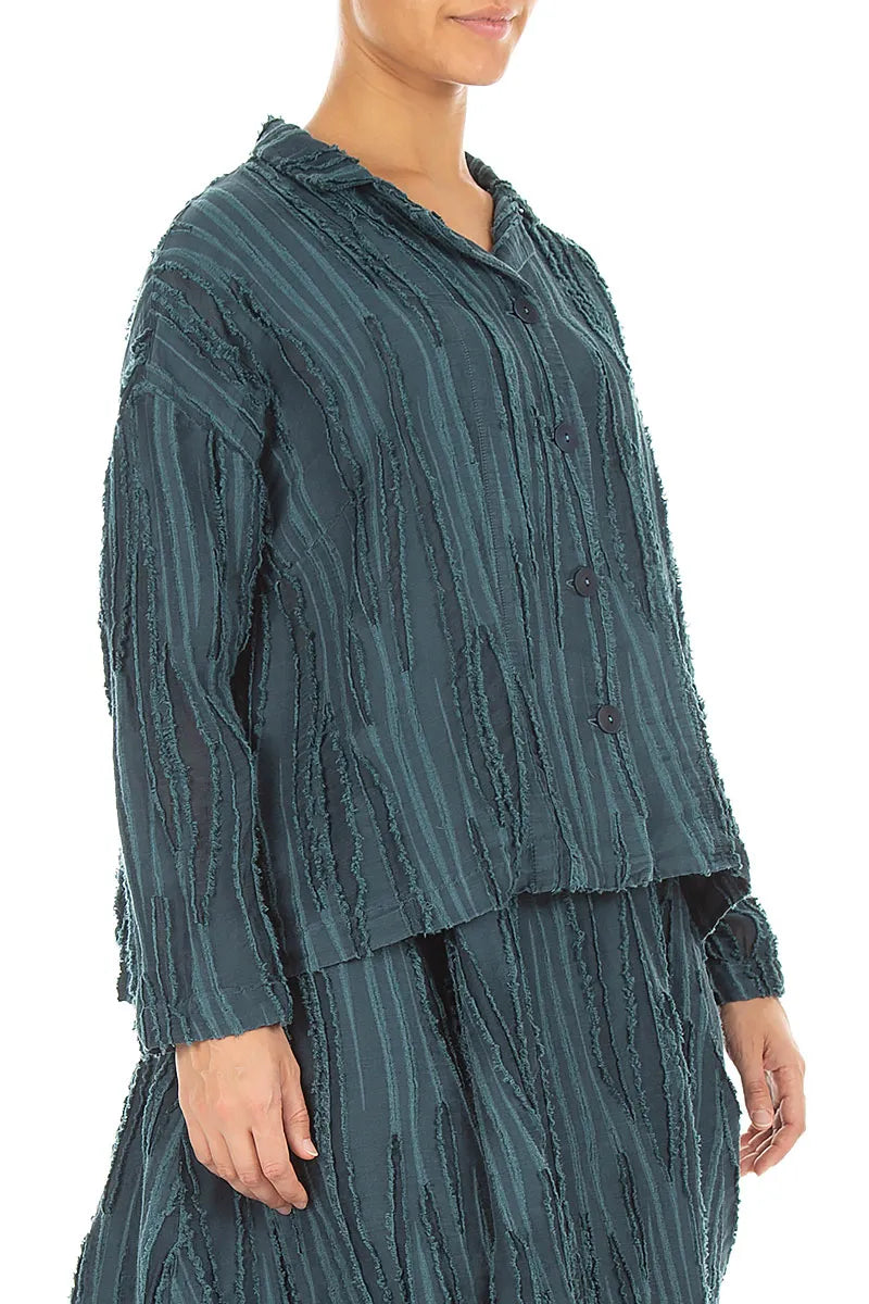 Deep Turquoise Fray Weave Jacket 3
