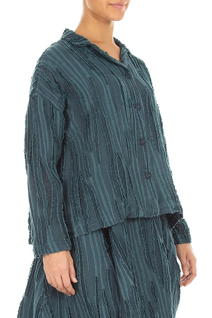 Deep Turquoise Fray Weave Jacket
