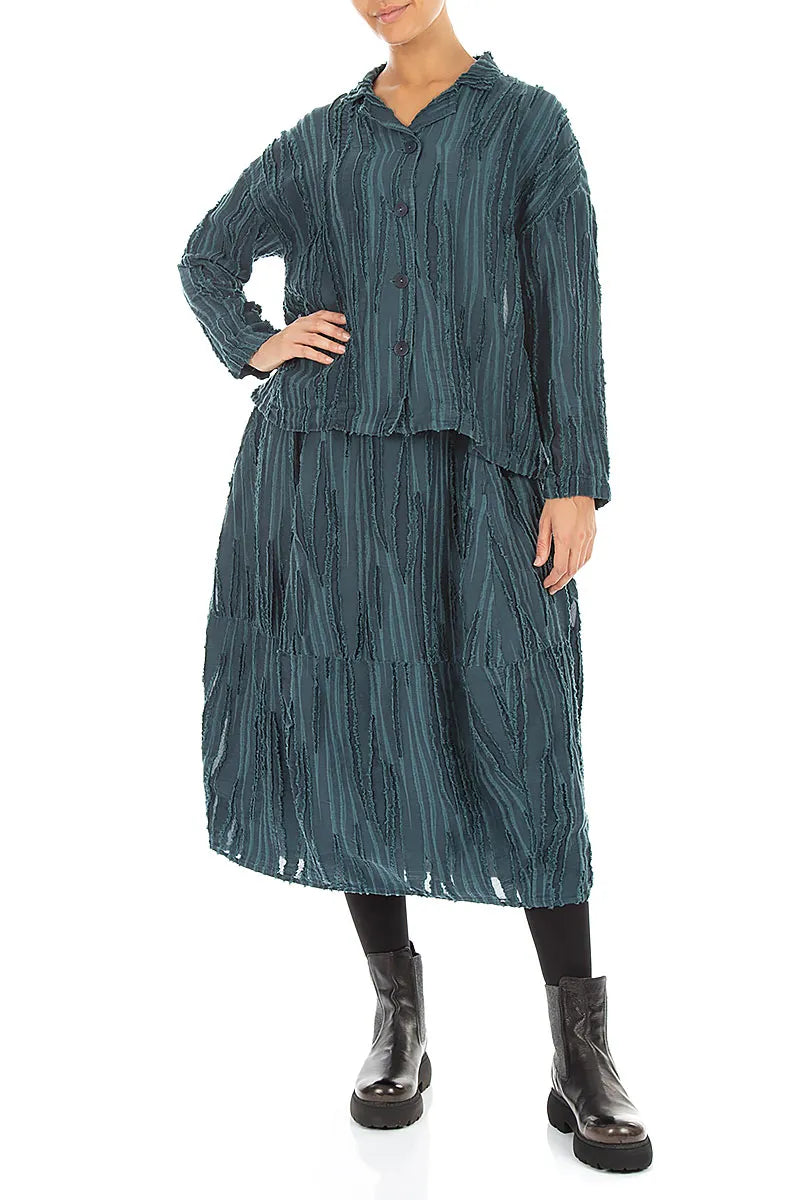 Deep Turquoise Fray Weave Jacket