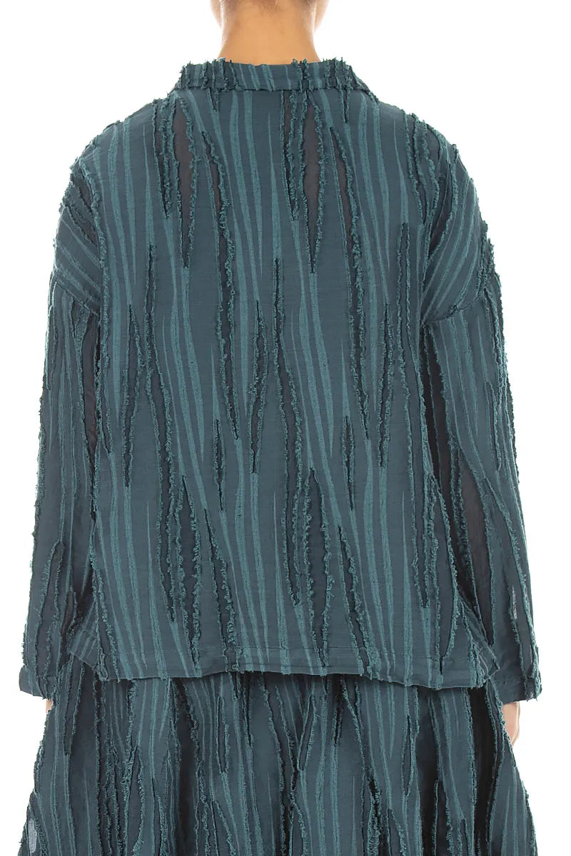 Deep Turquoise Fray Weave Jacket