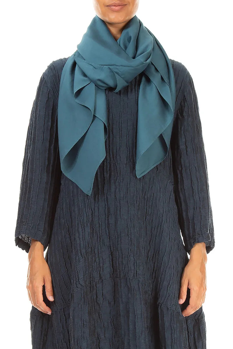 Deep Turquoise Silk Bamboo Scarf