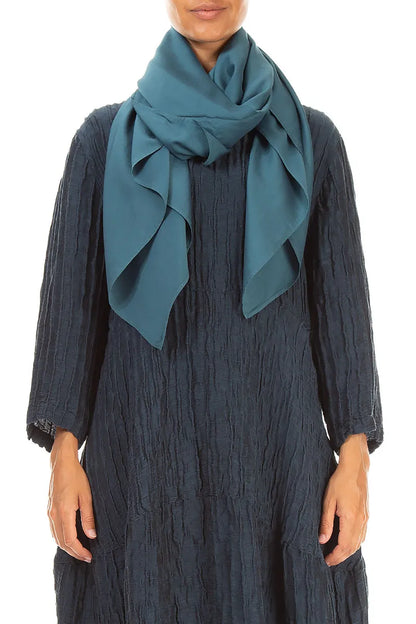 Deep Turquoise Silk Bamboo Scarf