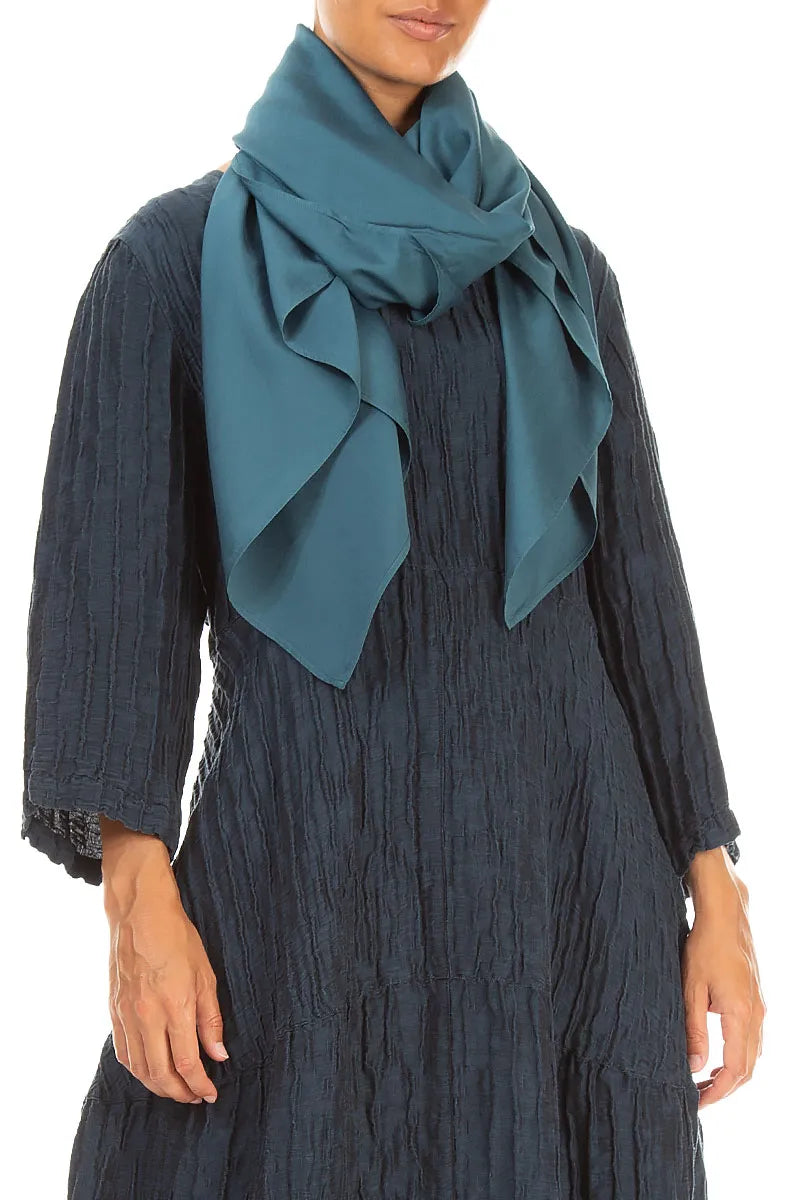 Deep Turquoise Silk Bamboo Scarf