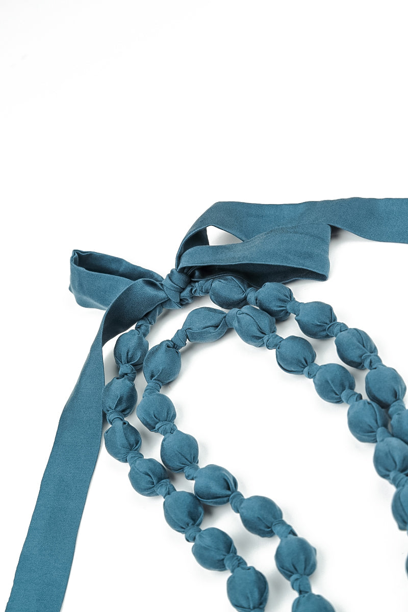 Deep Turquoise Silk Fine Bead Necklace