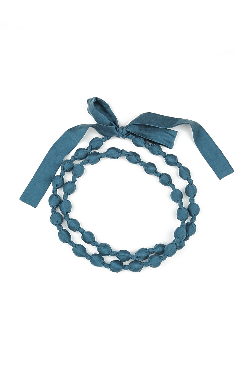 Deep Turquoise Silk Fine Bead Necklace