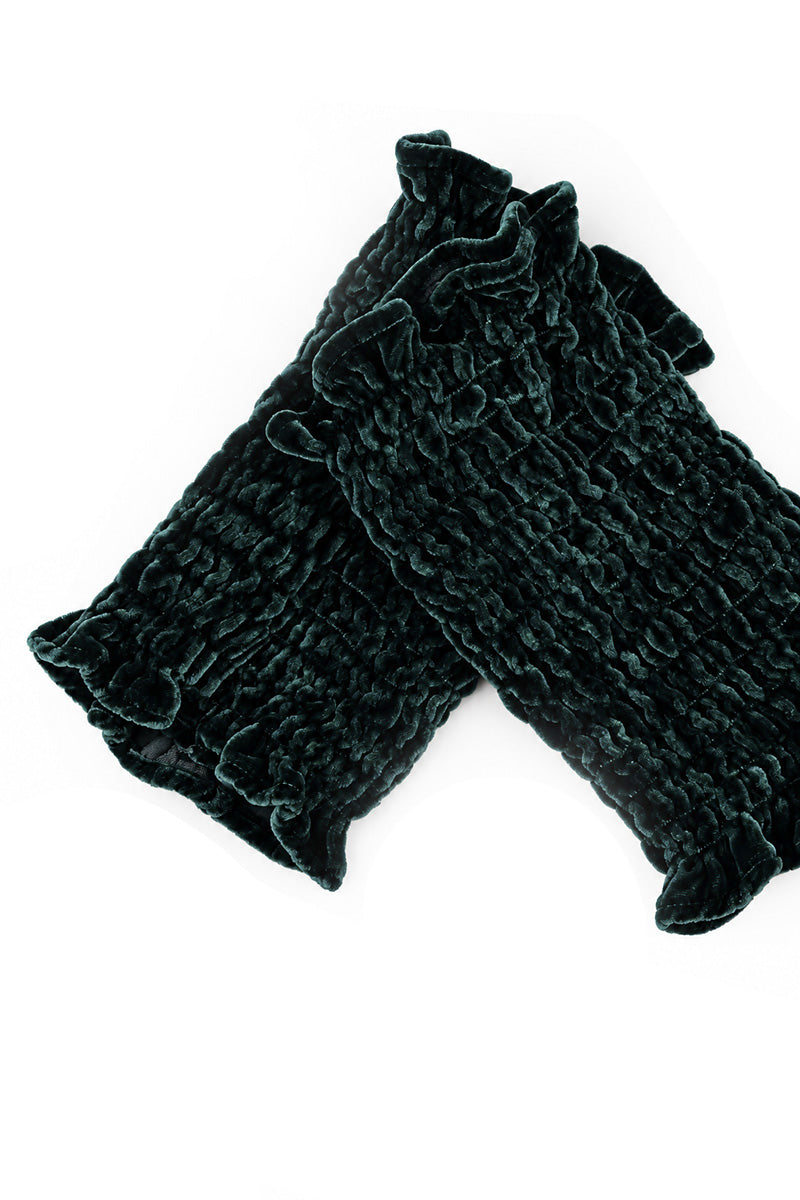 Deep Turquoise Silk Velvet Wristlets 4