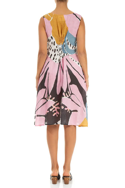 Wüstenblüten-Leinen-Midikleid