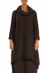 Detachable Collar Crinkled Truffle Brown Silk Linen Tunic 1