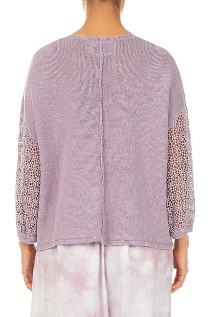 Detailed Sleeve Lilac Linen Jumper 2
