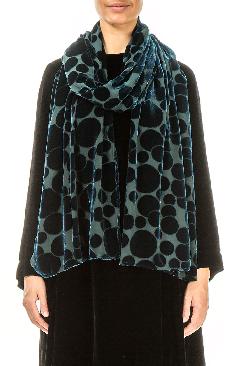 Devoré Bubbles Peacock Seidensamtschal
