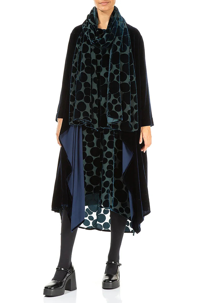 Écharpe en velours de soie Devoré Bubbles Peacock