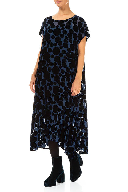 Robe en velours de soie bleu royal Devoré Bubbles