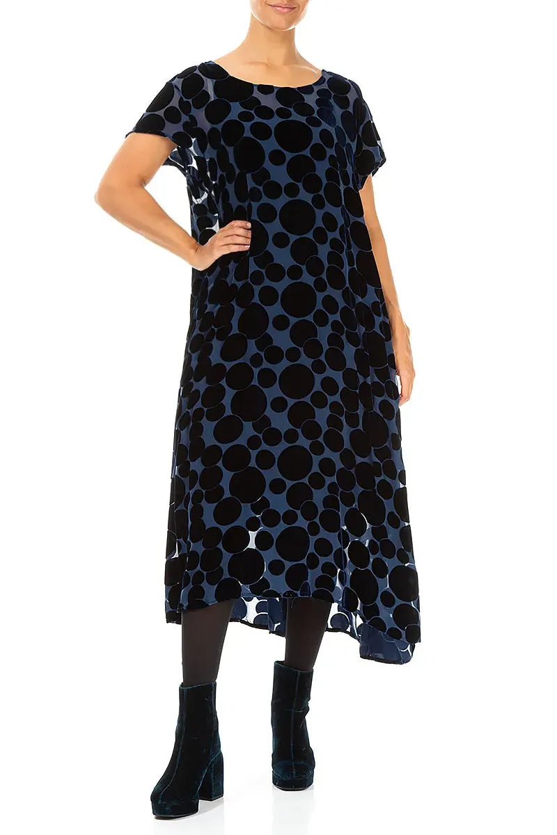Robe en velours de soie bleu royal Devoré Bubbles