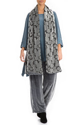 Devoré Bubbles Silver Silk Velvet Scarf 2