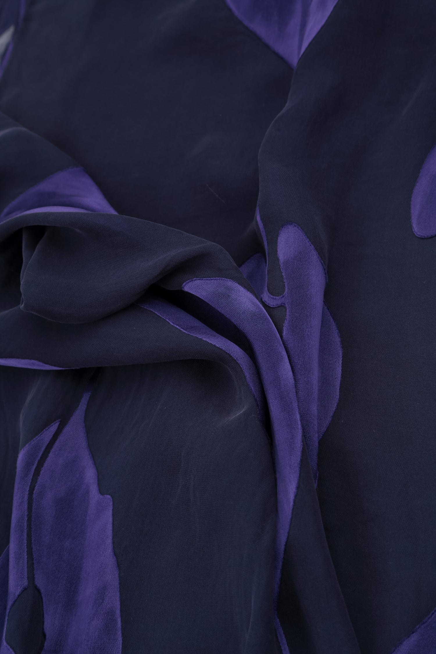 Devoré Leaves Royal Purple Silk Scarf 5