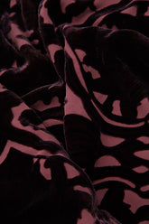 Devoré Ornament Maroon Double Silk Velvet Scarf 5