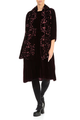 Devoré Ornament Maroon Double Silk Velvet Scarf 3