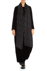 Devoré Petals Black Silk Velvet Scarf 2