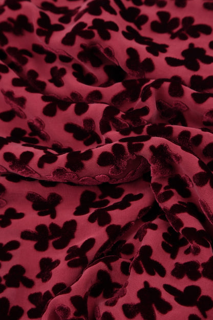 Devoré Petals Claret Silk Velvet Scarf 4