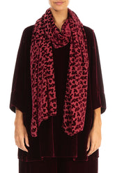 Devoré Petals Claret Silk Velvet Scarf 1
