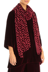 Devoré Petals Claret Silk Velvet Scarf 3
