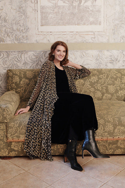 Devoré Petals Gold Open Silk Velvet Jacket 6