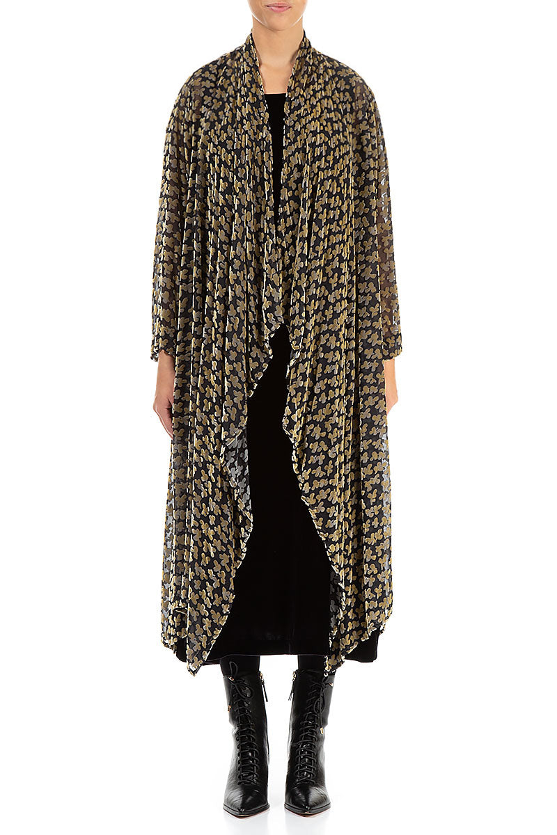 Devoré Petals Gold Open Silk Velvet Jacket 1
