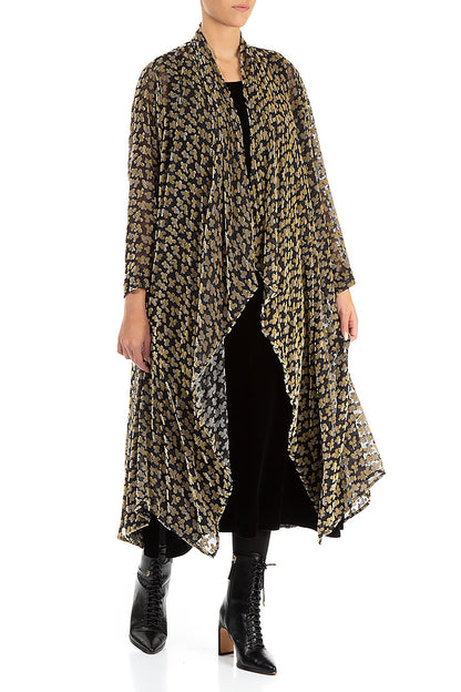 Devoré Petals Gold Open Silk Velvet Jacket 3