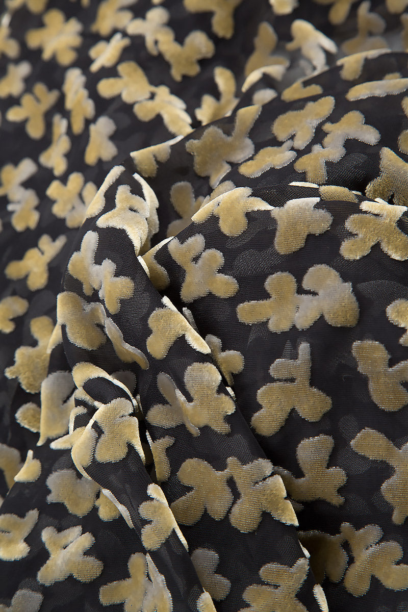 Devoré Petals Gold Silk Velvet Scarf 4