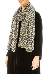 Devoré Petals Gold Silk Velvet Scarf 3