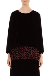 Devoré Petals Maroon Silk Velvet Blouse 1