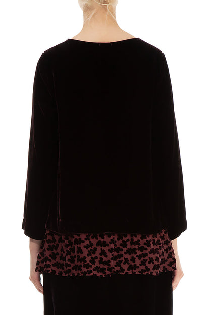 Devoré Petals Maroon Silk Velvet Blouse 2