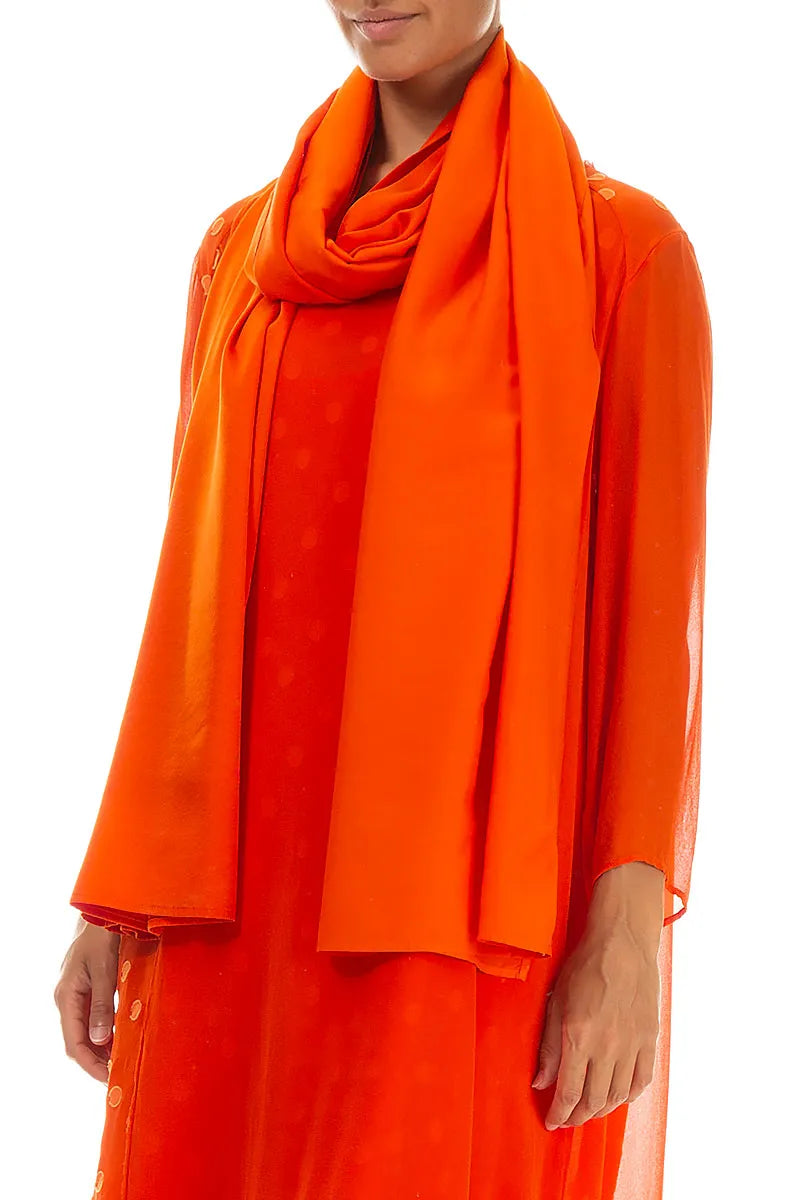 Diagonal Flame Orange Silk Scarf 3
