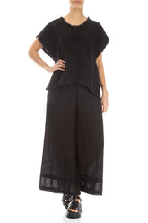 Distressed Black Handwoven Linen Blouse 4