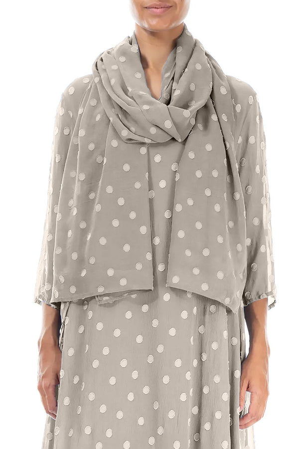 Dotty Beige Silk Scarf 1