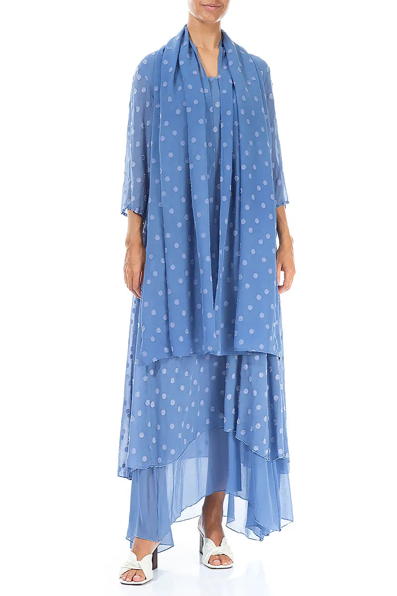 Dotty Blue Nova Silk Scarf 2