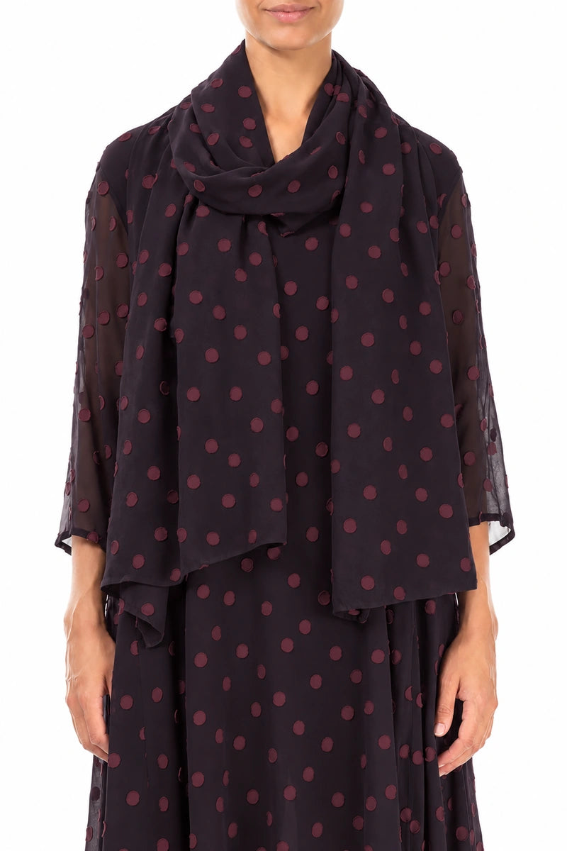 Dotty Deep Plum Silk Scarf