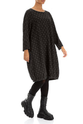 Dotty Forest Brown Balloon Silk Dress 3