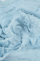 Dotty Frilly Flower Sky Blue Silk Scarf 4