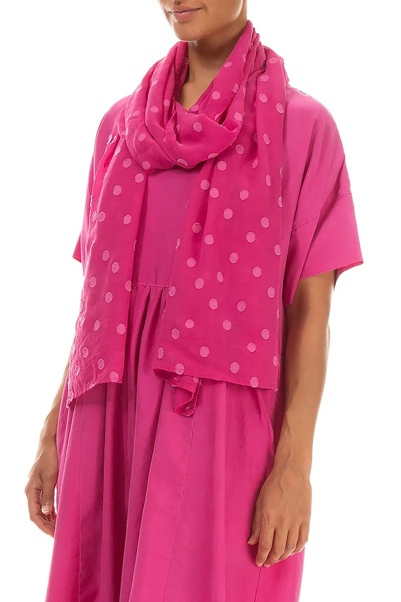 Dotty Fuchsia Silk Scarf 3