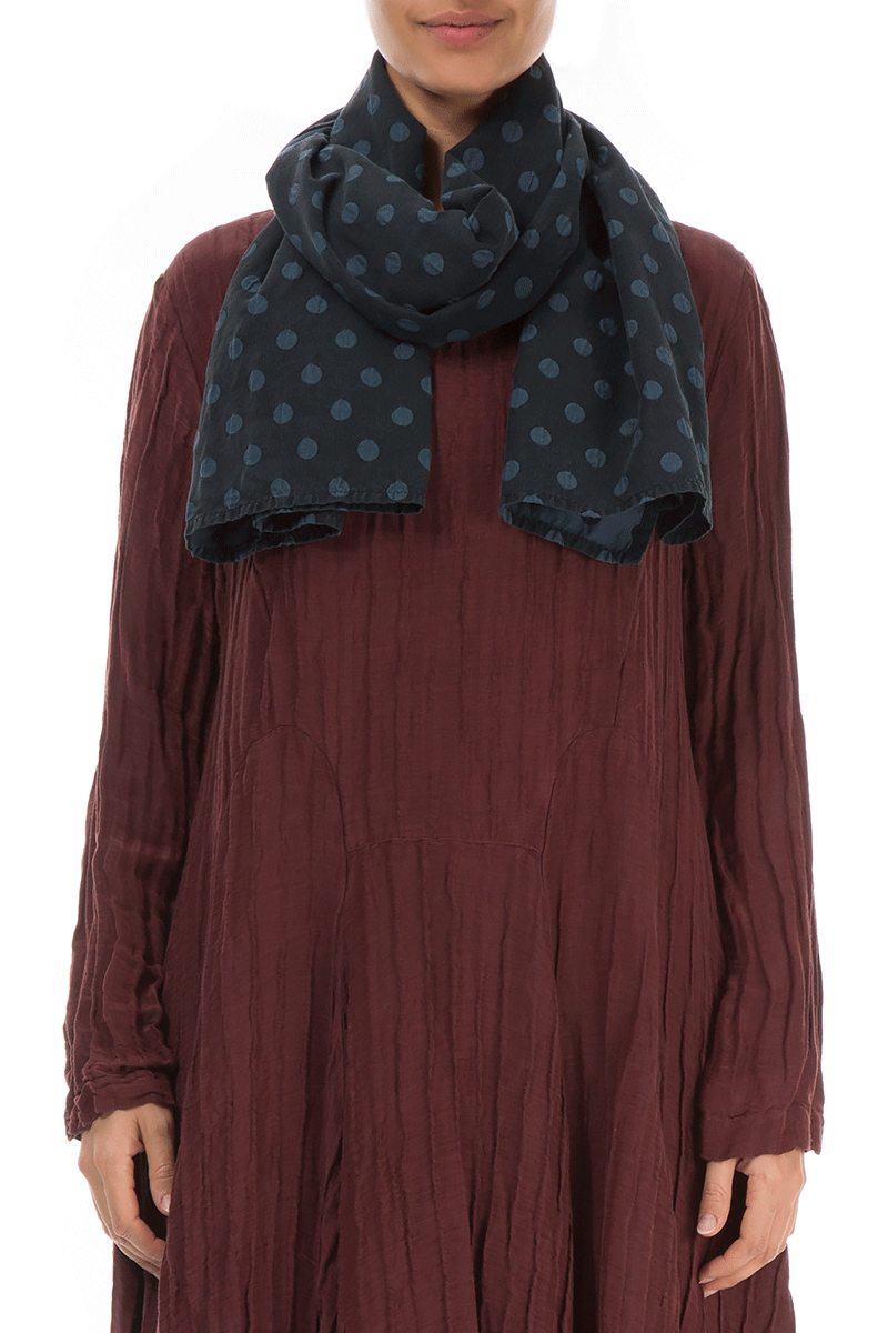 Dotty Midnight Blue Silk Scarf 1