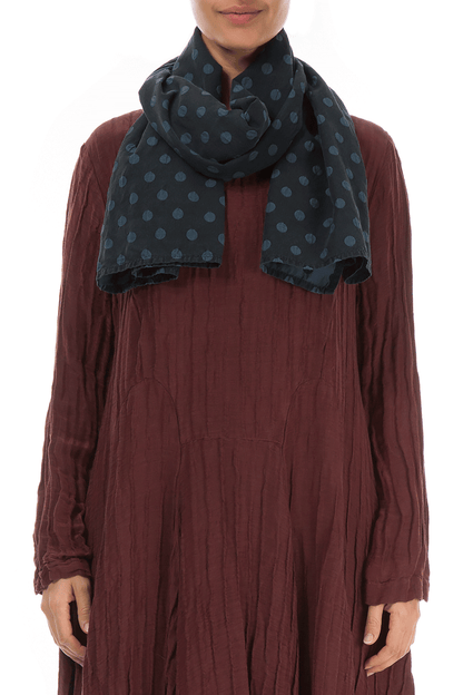 Dotty Midnight Blue Silk Scarf 1