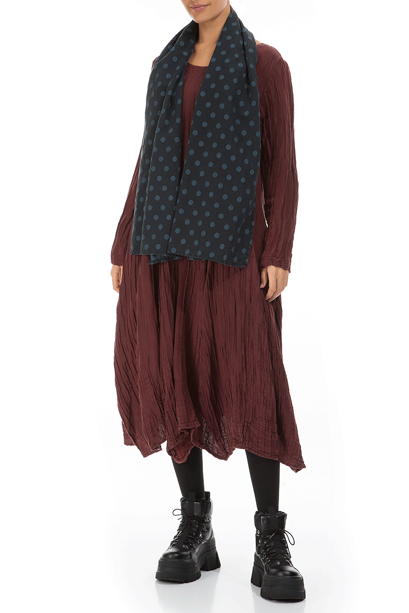 Dotty Midnight Blue Silk Scarf 2