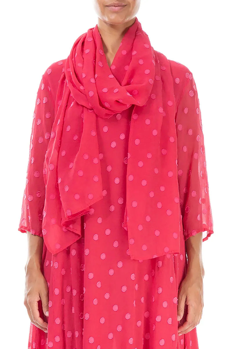Dotty Raspberry Silk Scarf 1