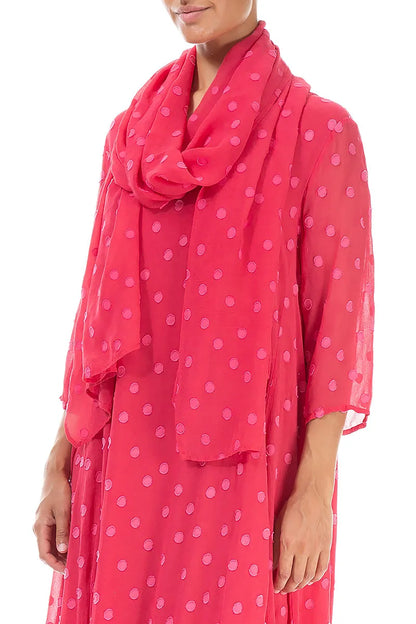 Dotty Raspberry Silk Scarf 3