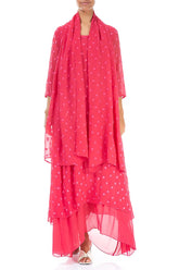 Dotty Raspberry Silk Scarf 2