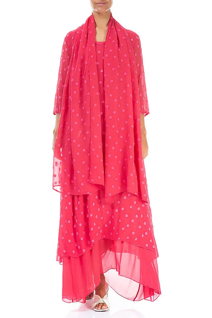 Dotty Raspberry Silk Scarf 2