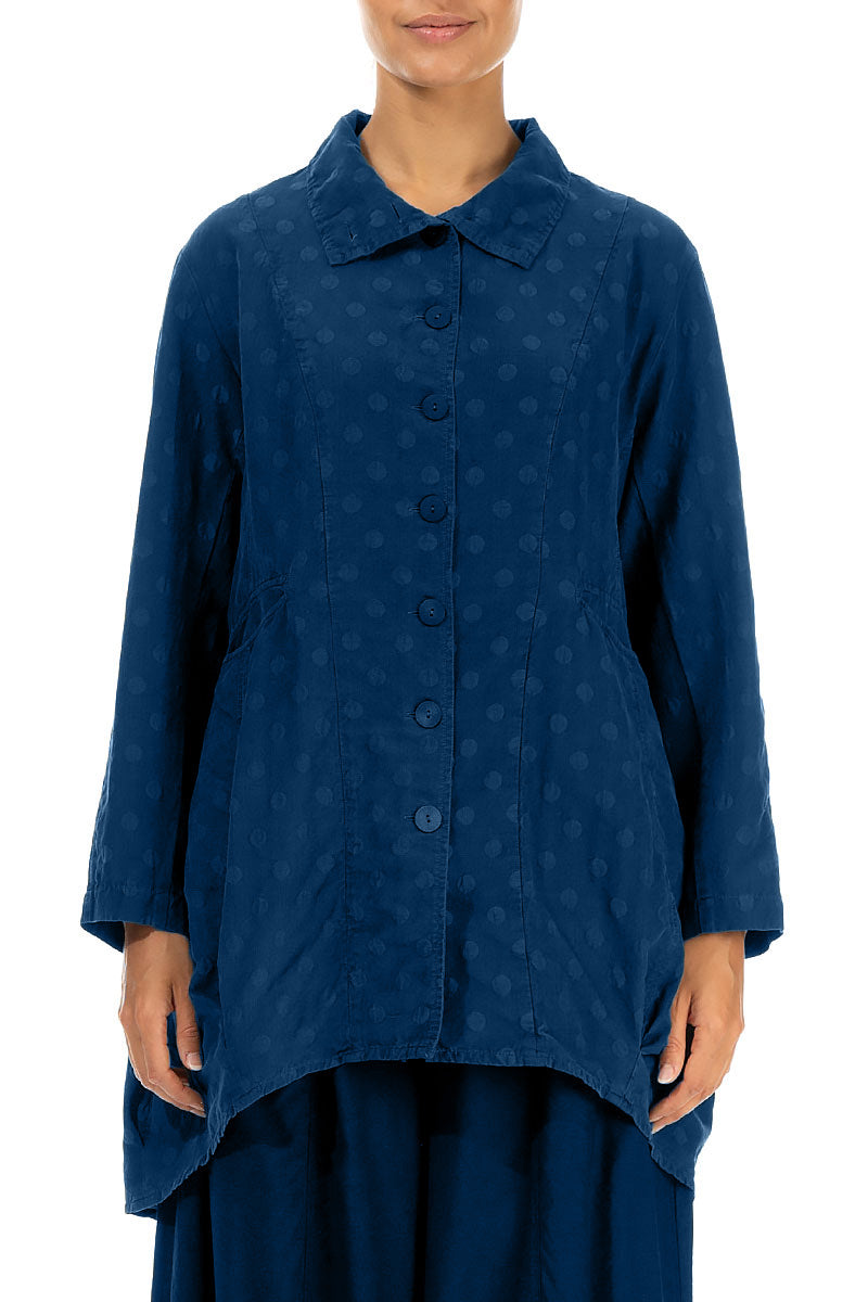 Dotty Royal Blue Balloon Silk Jacket