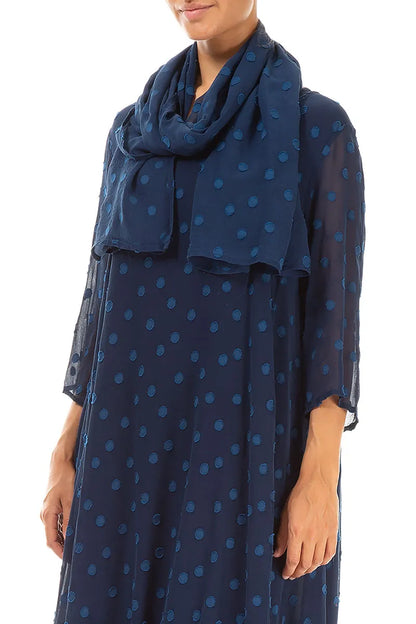 Dotty Royal Blue Silk Scarf 3