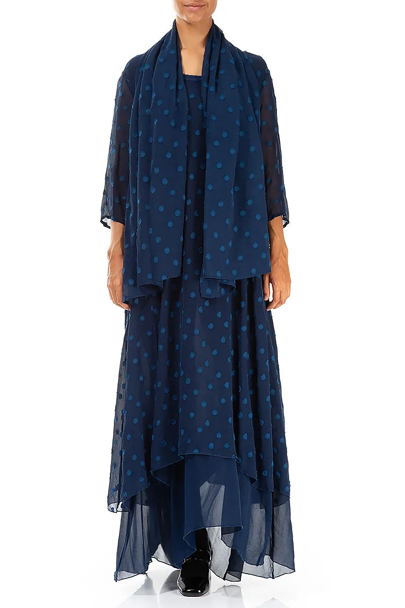 Dotty Royal Blue Silk Scarf 2